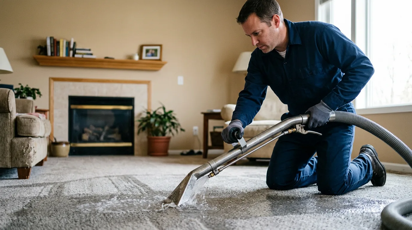 Water damage restoration technician working near Chesterhill, OH
